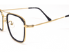 Branded stylish rectangular metal frame in golden black color.