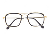 Branded stylish rectangular metal frame in golden black color.