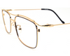 Branded stylish rectangular metal frame in golden color.