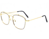 Branded stylish retro round metal frame in golden color.