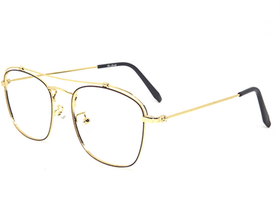 Branded stylish retro round metal frame in golden color.