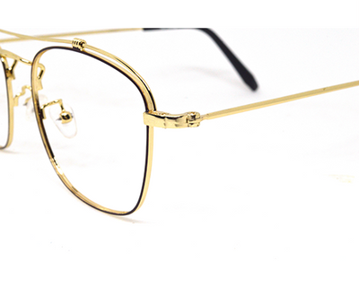 Branded stylish retro round metal frame in golden color.