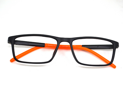 Non-breakable rectangular frame in TR material for 8-12 years old. (Black-Orange)