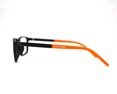 Non-breakable rectangular frame in TR material for 8-12 years old. (Black-Orange)