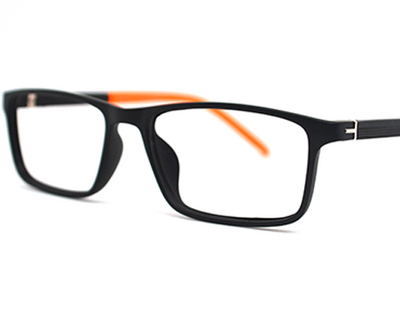 Non-breakable rectangular frame in TR material for 8-12 years old. (Black-Orange)