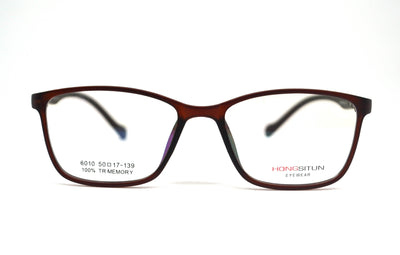 Brown Non-breakable rectangular frame in TR material for unisex.