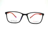 Black-Red Non-breakable rectangular frame in TR material for unisex.