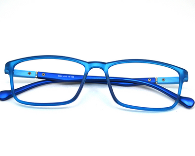 Trendy blue Non-breakable rectangular frame in TR material for unisex.(Hongsitun)