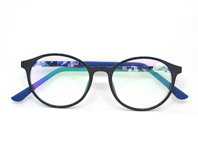 Round Blue-black TR frame for unisex.