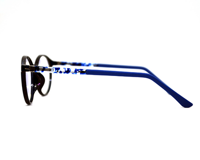 Round Blue-black TR frame for unisex.