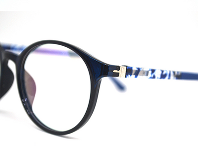 Round Blue-black TR frame for unisex.