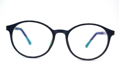 Round Blue-black TR frame for unisex.