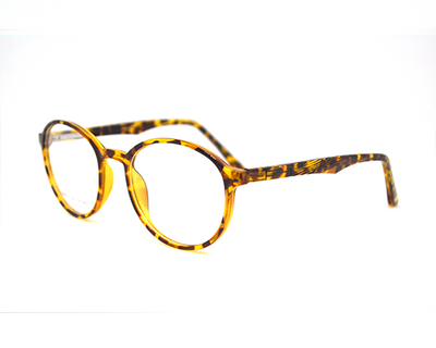 Tiger brown round frame in sheet material.