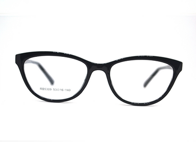 Black cateye frame in sheet material.