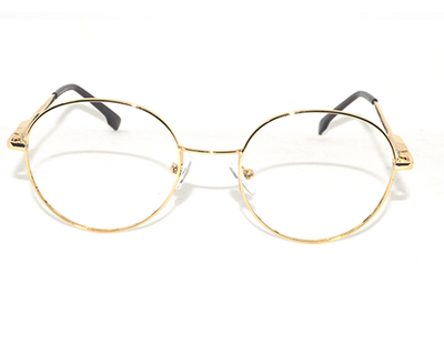 Trendy gold metal frame in round shape WITH BLUE BLOCKER SUPERIOR LENS for unisex.