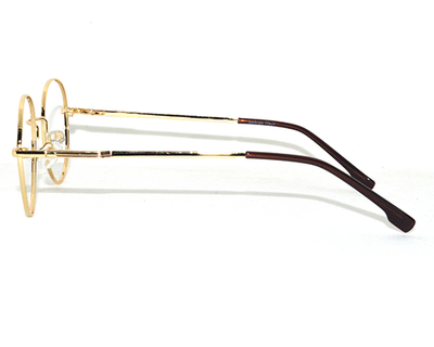 Trendy gold metal frame in round shape WITH BLUE BLOCKER SUPERIOR LENS for unisex.