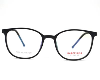 Non-breakable, round frame in TR material for unisex.(Barcelona-Black)