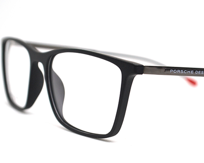 Black-Red Non-breakable rectangular frame in TR material for unisex.