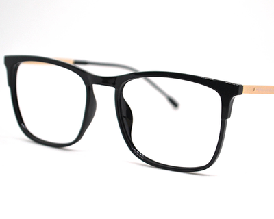 Non-breakable, retroround black & gold frame in TR material for unisex.