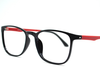 Non-breakable, retroround black & red frame in TR material for unisex.