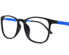 Non-breakable, retro-round frame in TR material for unisex.(Black & blue)