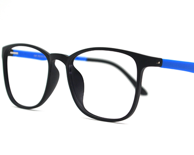 Non-breakable, retro-round frame in TR material for unisex.(Black & blue)