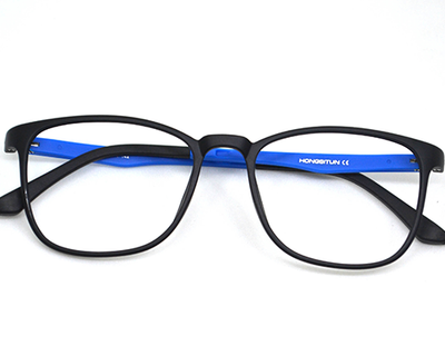 Non-breakable, retro-round frame in TR material for unisex.(Black & blue)