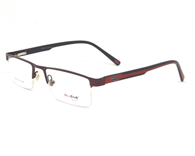 Latest metal half frame for men in brown-red color. Known for it's durability.