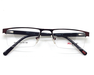 Latest metal half frame for men in brown-red color. Known for it's durability.