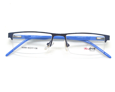 Latest metal half frame for men in blue color. Known for it's durability.