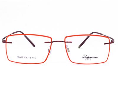 Red color light weight Rimless frame with lens cover for trendy look.