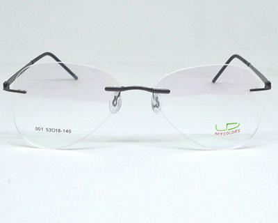 Black color light weight, aviator style Rimless frame for unisex.