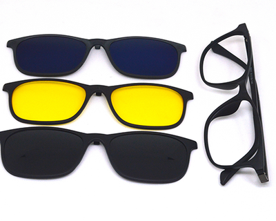 Stylish non breakable TR WAYFARER frame with three attachments (Blue, Black & yellow) for unisex.  The attachments are UV protection lens. Yellow shade can be used for night driving.