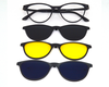 Stylish non breakable TR CATEYE frame with three attachments (Blue, Black & yellow) for Women.  The attachments are UV protection lens. Yellow shade can be used for night driving.