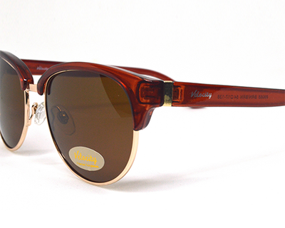 VELOCITY club master shaped brown sunglasses with polarized lens. Model number is Velocity-89068