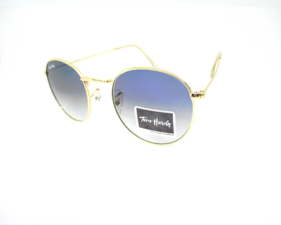 UV protection Blue & white shaded lens (glass) with golden metal frame