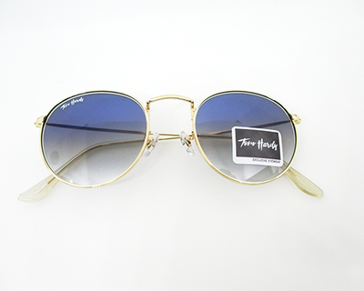 UV protection Blue & white shaded lens (glass) with golden metal frame