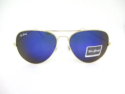 UV protection dark blue lens (glass)  with golden metal frame