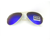 UV protection dark blue lens (glass)  with golden metal frame