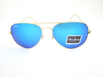 UV protection light blue lens (glass)  with golden metal frame