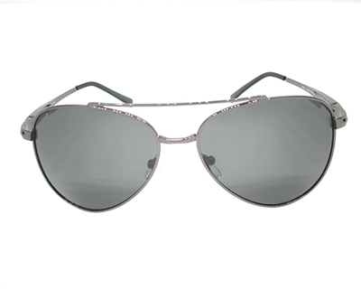 Polarized black lens with grey metal frame ,slightly curve shape.