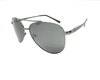 Polarized black lens with grey metal frame ,slightly curve shape.