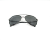 Polarized black lens with grey metal frame ,slightly curve shape.